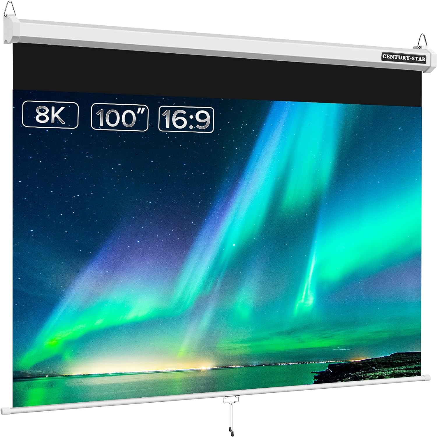100 Auto-Locking Pull Down Projector Screen - Portable Indoor/Outdoor - CENTURY-STAR