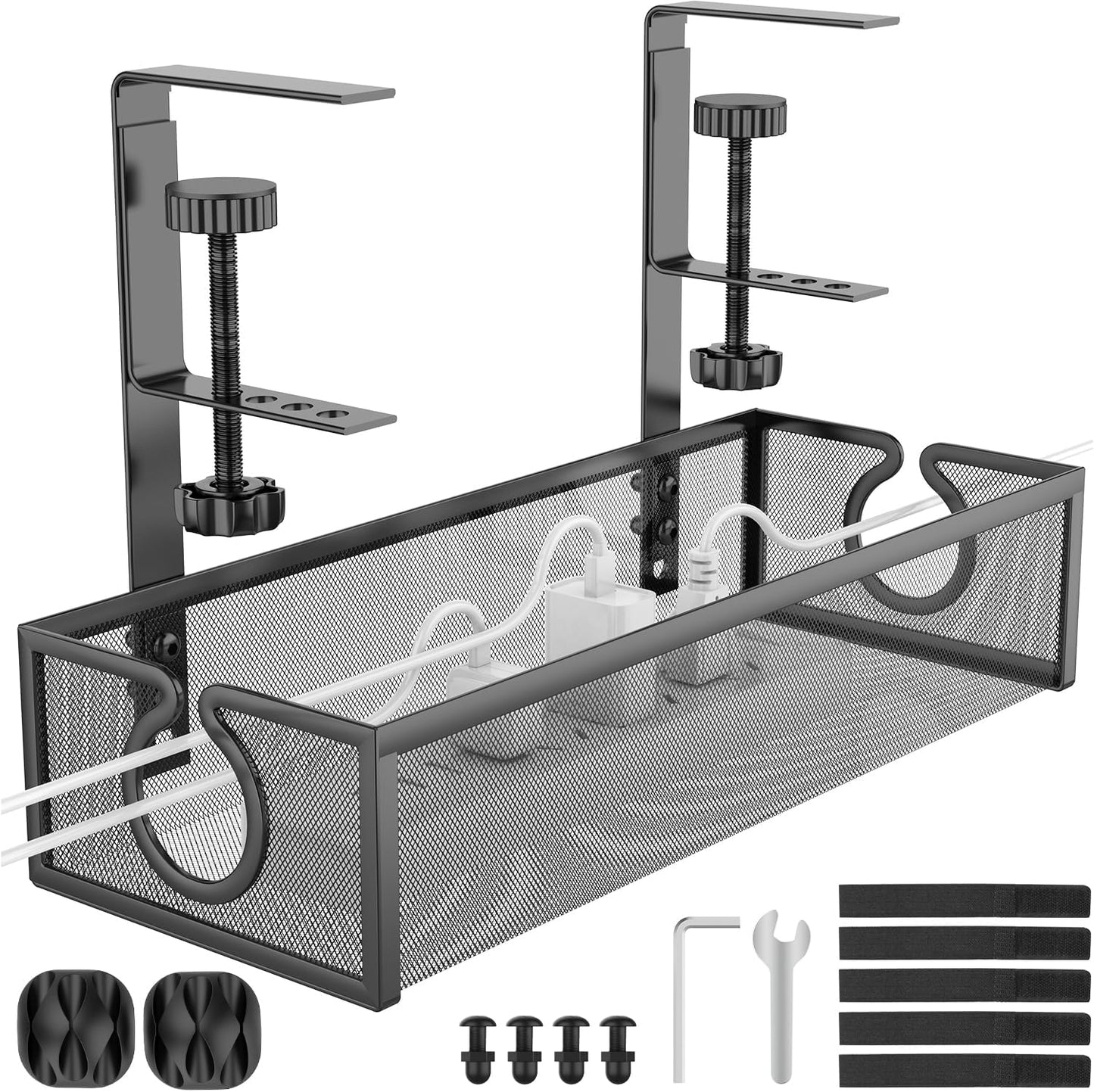 REFLYING Under Desk Cable Management Tray - Tidy Wires Easily