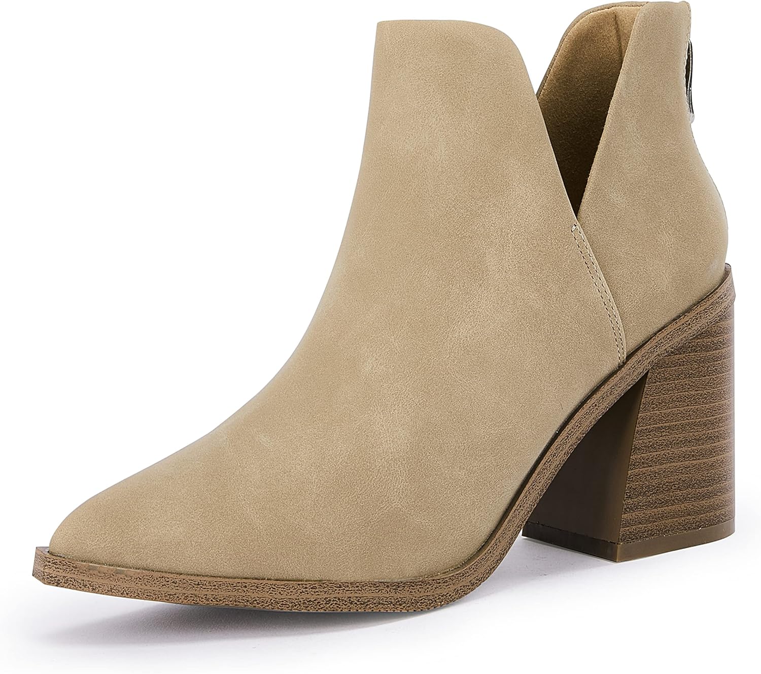 FISACE Womens Pointed Toe Stacked Mid Heel Ankle Boots Review