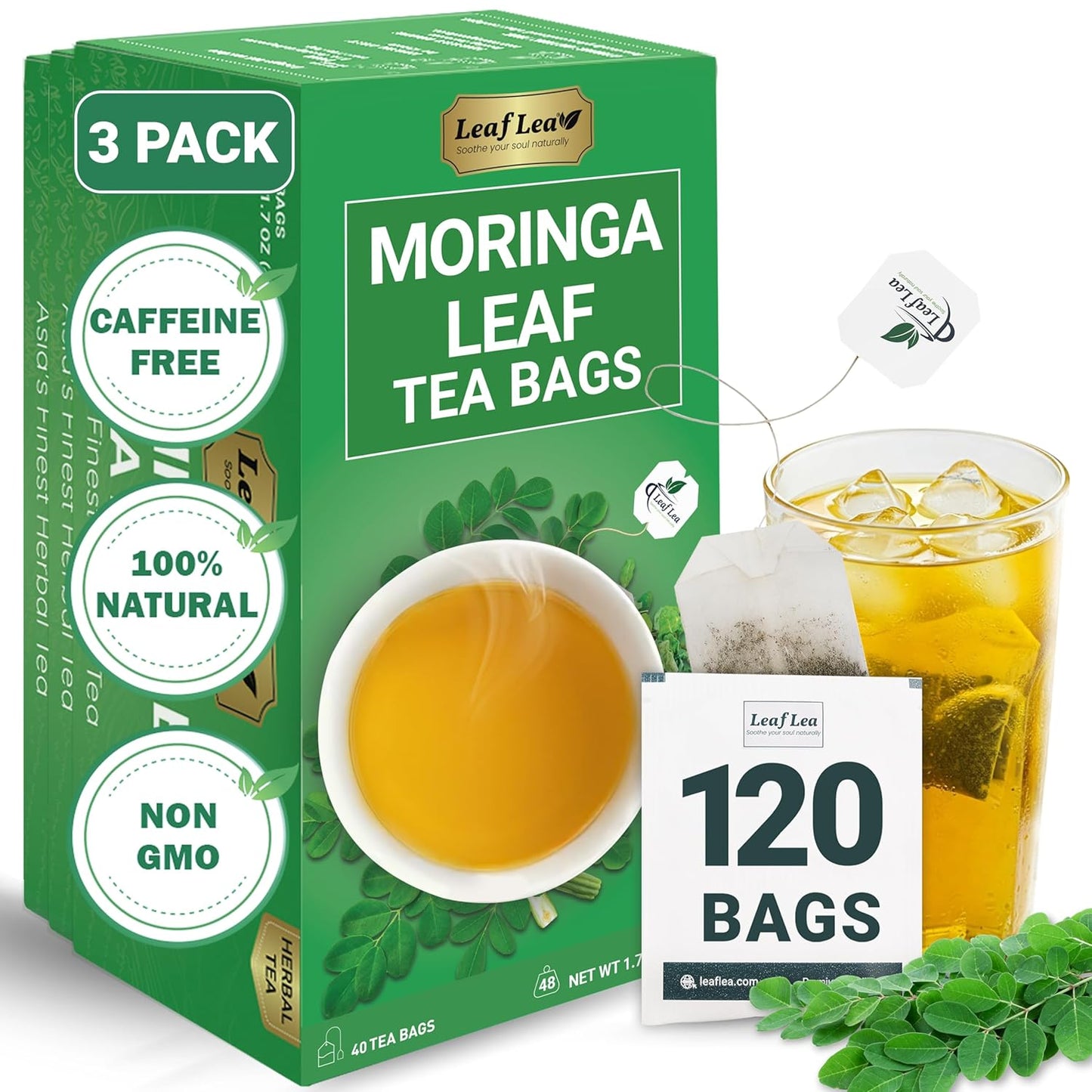 LeafLea Moringa Tea Bags - Premium Herbal Blend for Wellness
