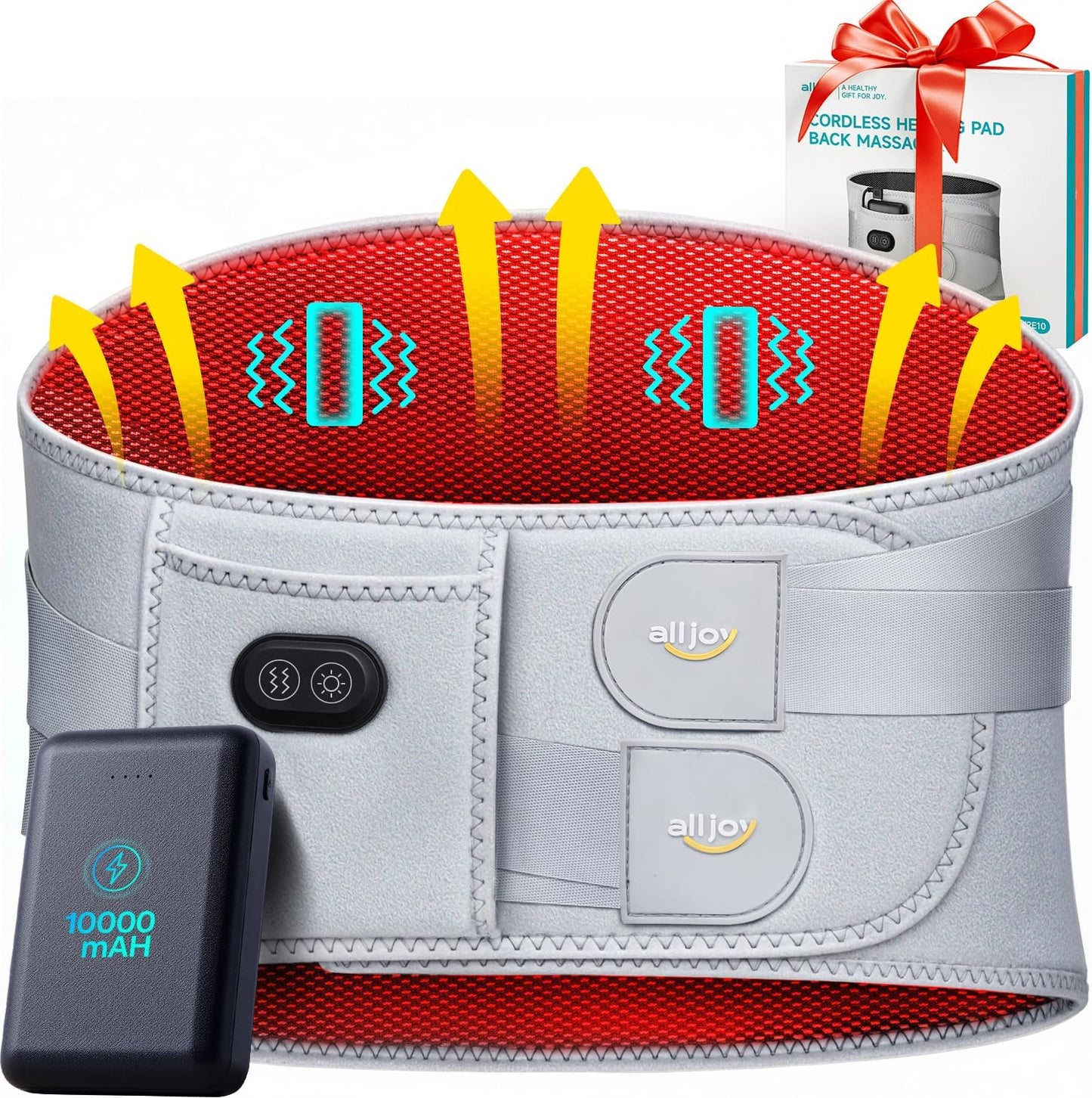 ALLJOY 67 Cordless Heating Pad for Back Pain Relief and Comfort