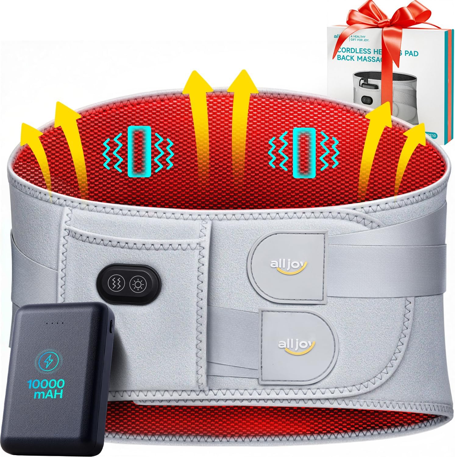 ALLJOY 67 Cordless Heating Pad for Back Pain Relief and Comfort