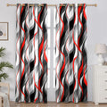 Red and Grey 2-Panel Curtains 52x84 in - 50% Blackout Modern Stripes