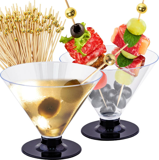 Party Perfect: 50 Martini Glasses + 100 Picks Bundle