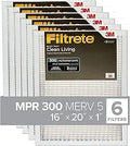 Filtrete 16x20x1 Air Filter 6-Pack - MPR 300 MERV 5 for Dust Control