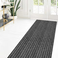 Custom Size Runner Rug 2 ft x 26 ft Gray with Black Stripe - Non-Slip