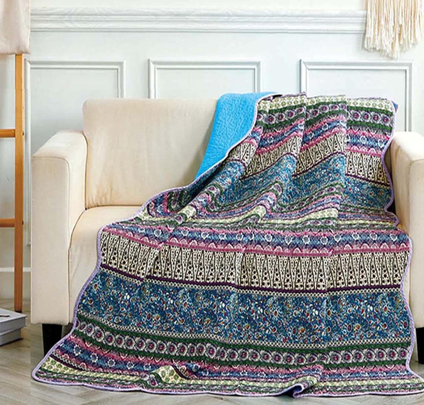 Cozyholy Boho Quilt Twin Size 100% Cotton Colorful Bedspread