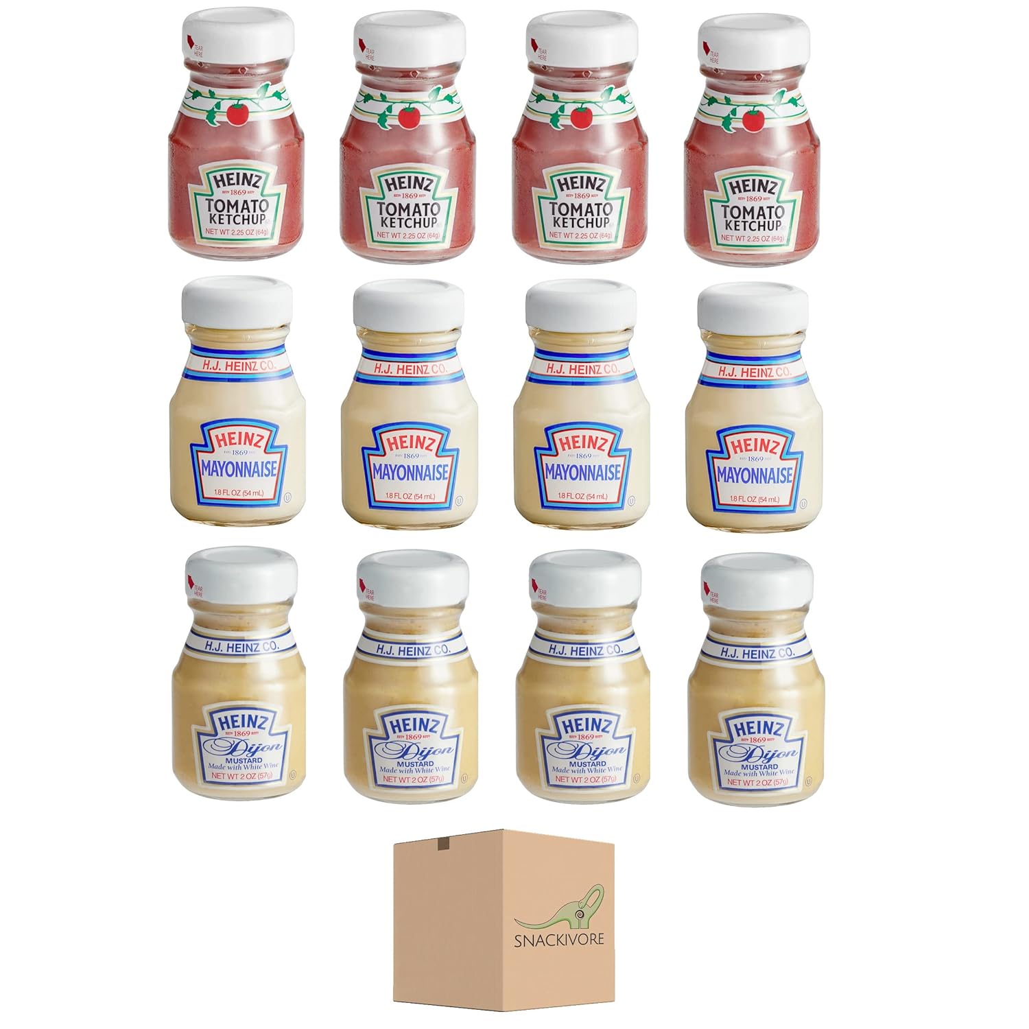 Mini Condiments Variety Pack with 12 Glass Bottles for Flavor