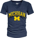 Blue 84 Women's Michigan Wolverines Heathered Confetti V Neck T Shirt