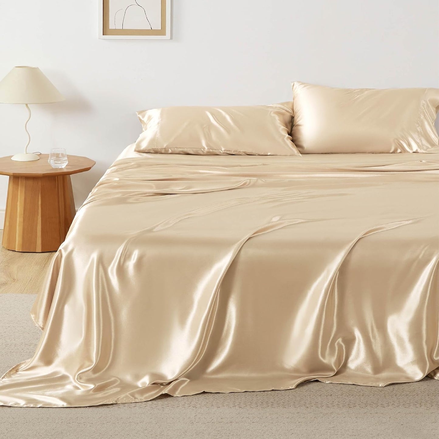 Bedsure Satin Sheets Queen Size - Luxurious Silky Softness