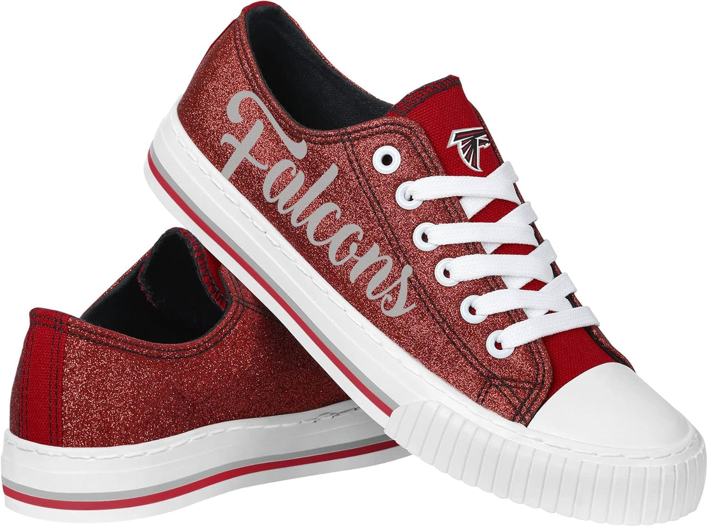 FOCO Women's NFL Team Logo Glitter Low Top Canvas Sneakers