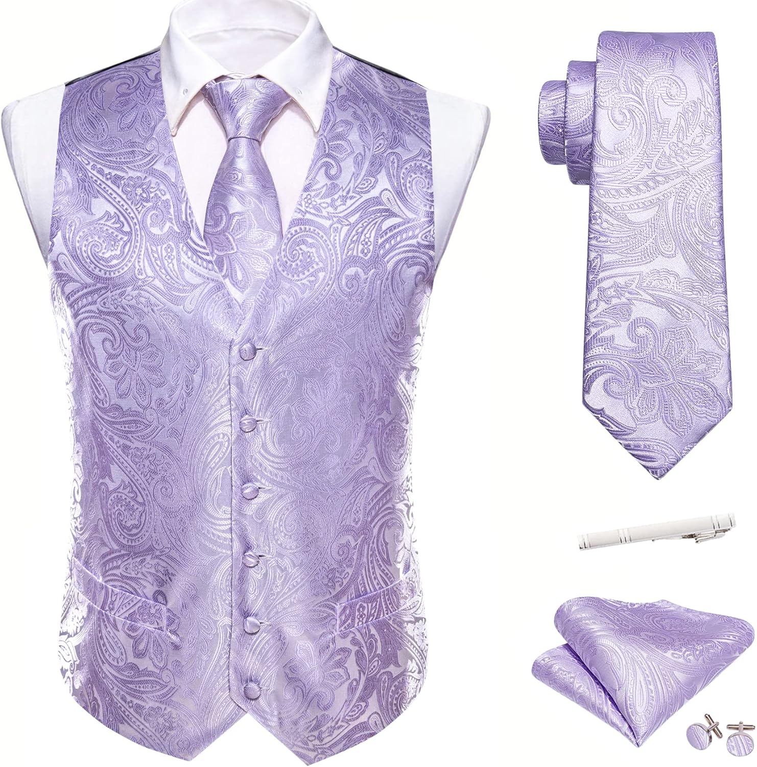 Stylish Barry.Wang Men's Suit Dress Vest Set for Weddings