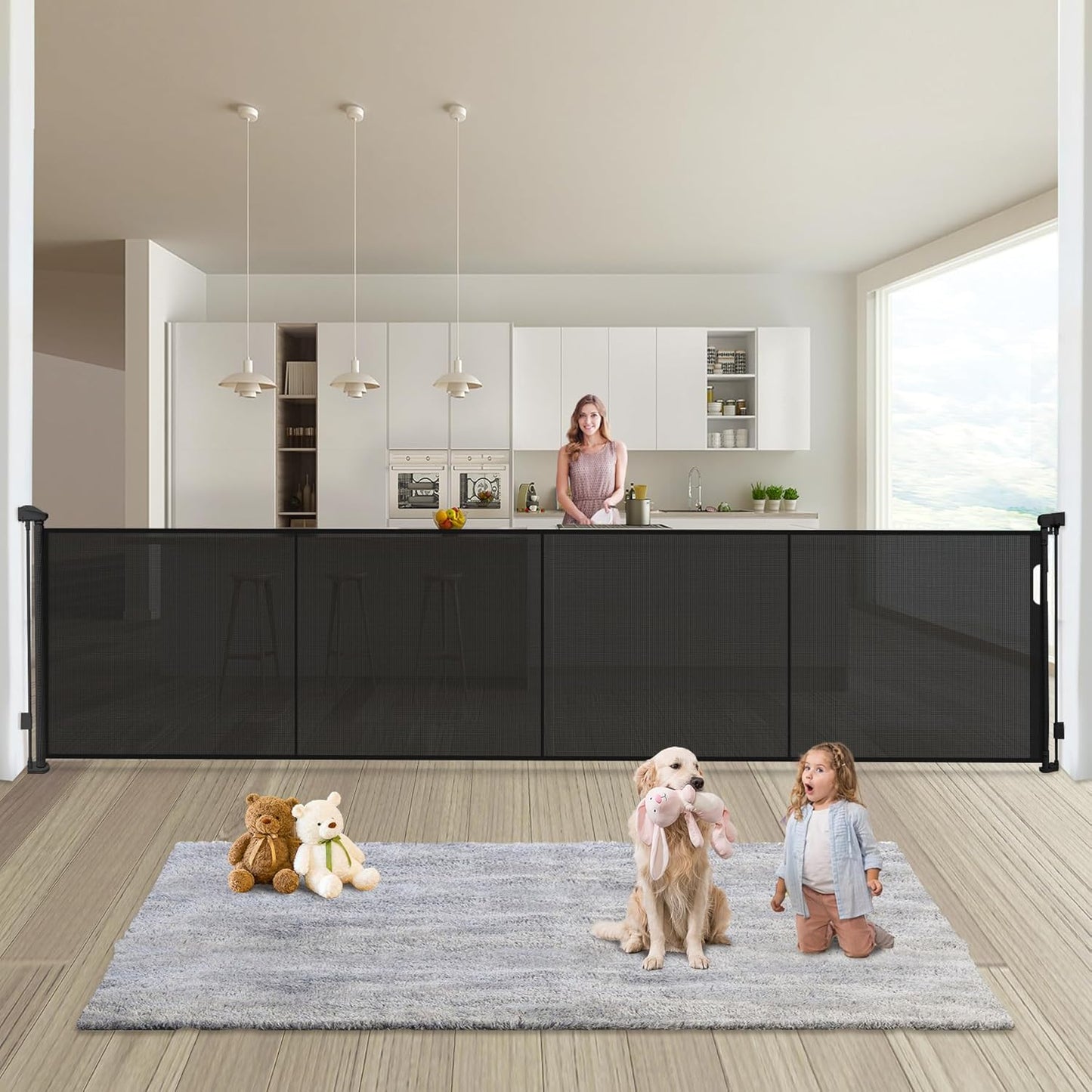 Retractable Baby Gates for Safety - 200in Extra Wide Design