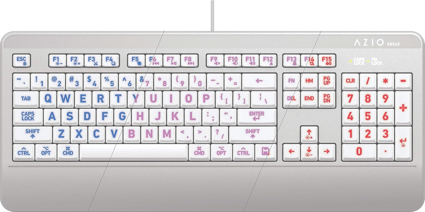 Azio Vision Mac USB-C Keyboard with Backlit Large Print Keys