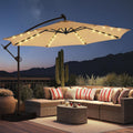 10ft Solar Lights Offset Cantilever Patio Umbrella - Lighted, Tilt