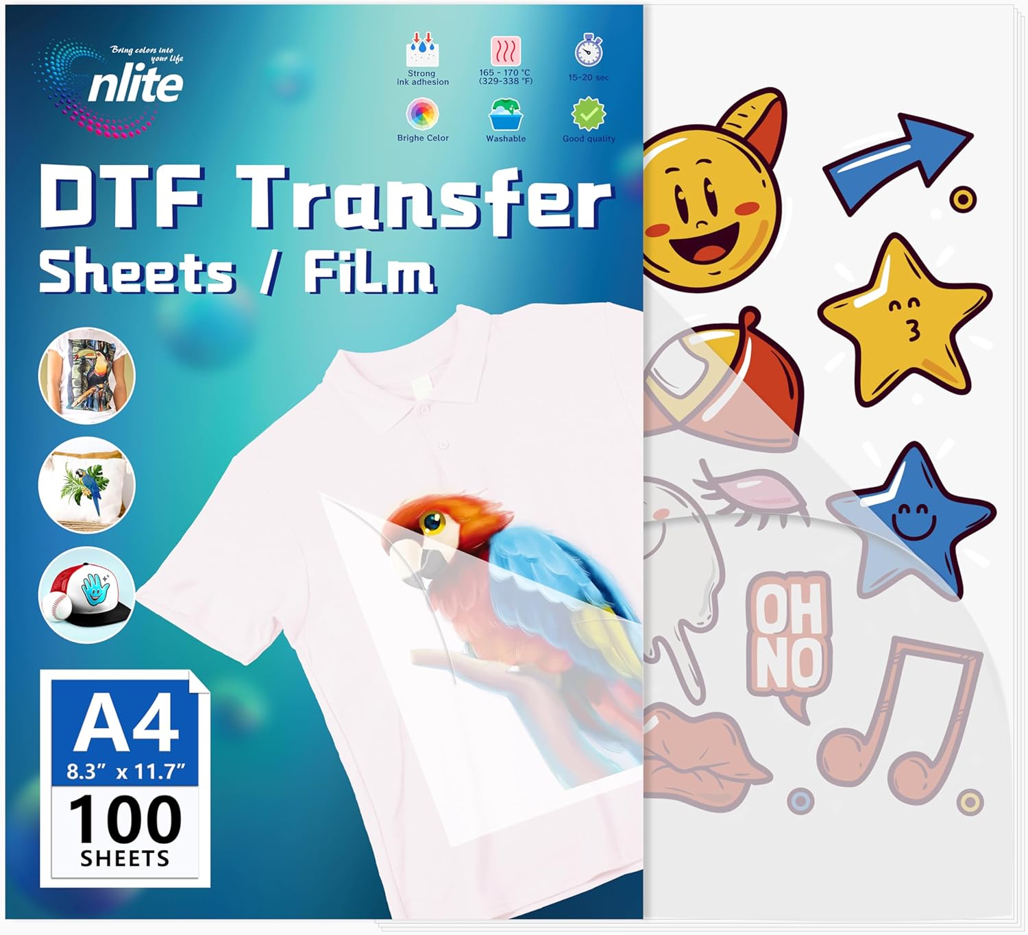 Enlite Premium DTF Film A4 100 Sheets - Single-Side Water-Based Coating