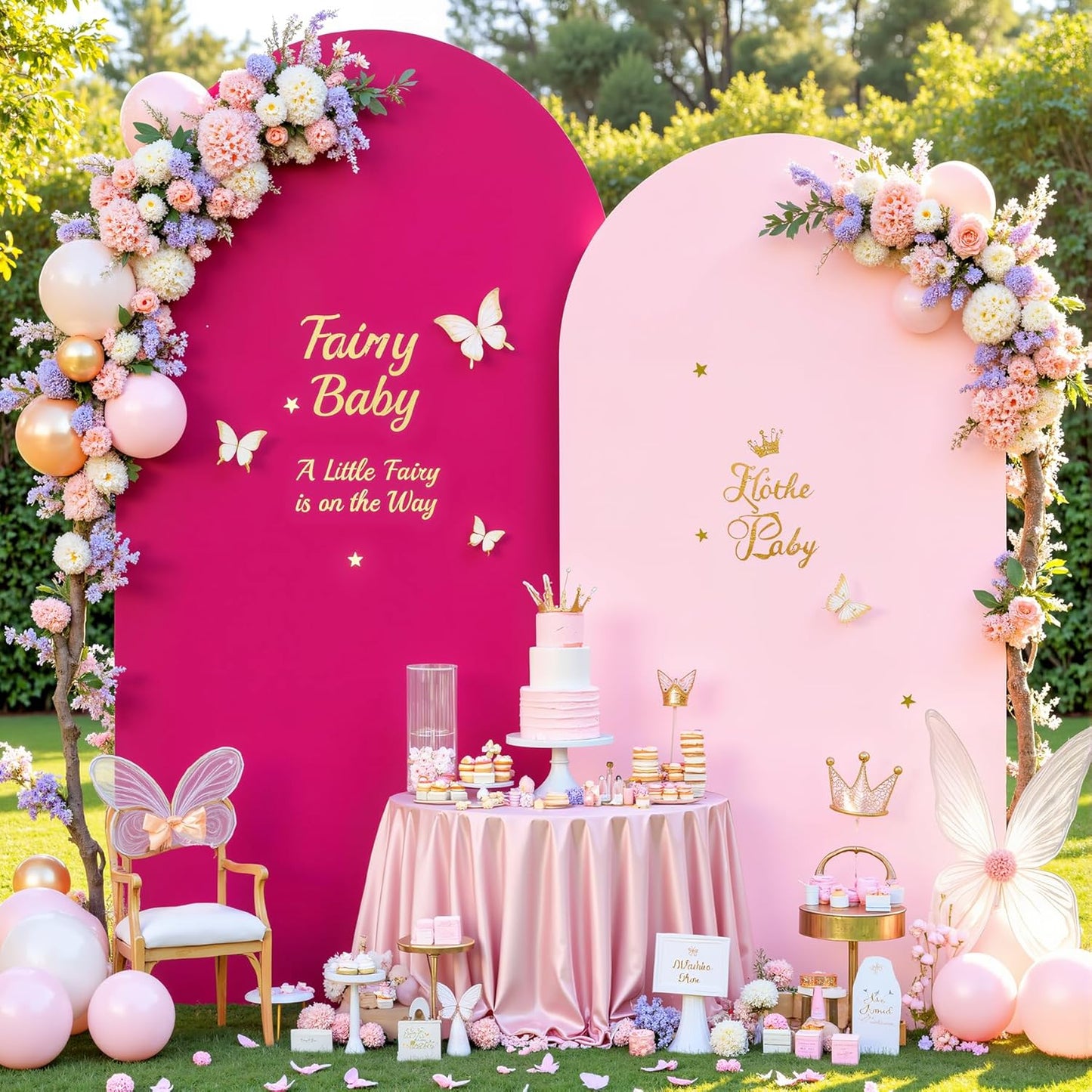 Pink and Hot Pink Arch Backdrop Cover Set for Events and Parties