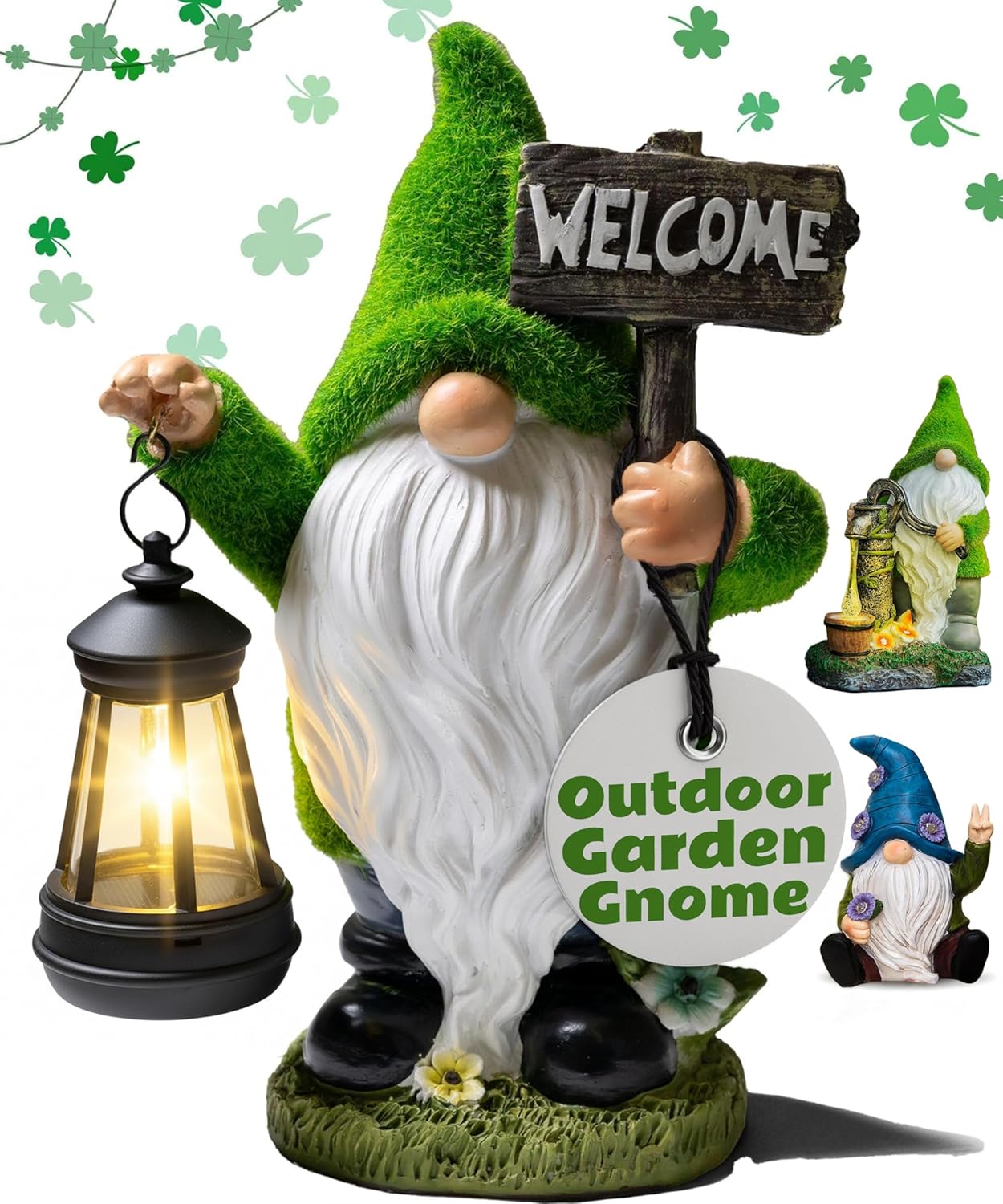 Garden Gnomes Outdoor with LED Solar Light for Your Yard