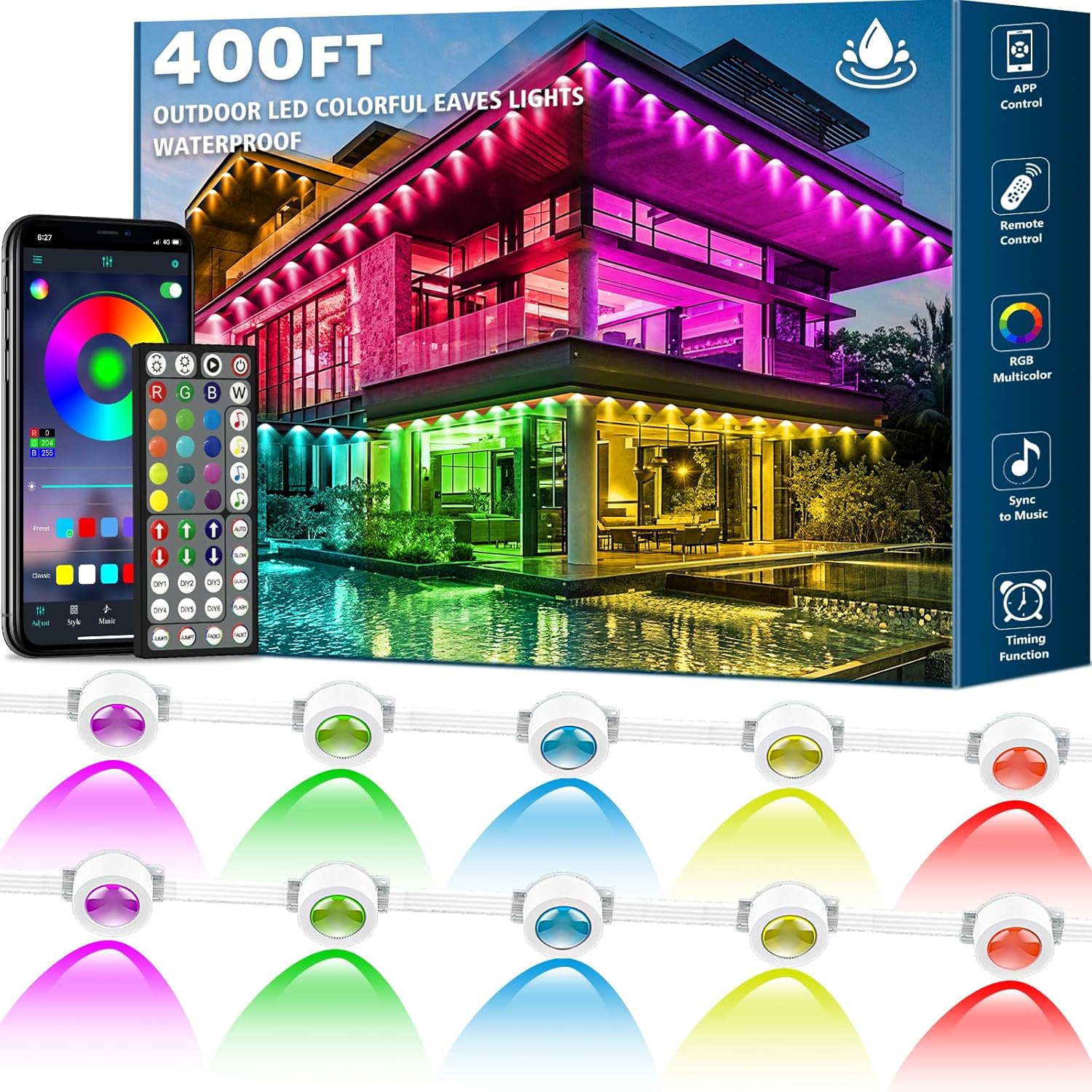 SINLEY 400FT RGB Outdoor Lights - DIY App Control