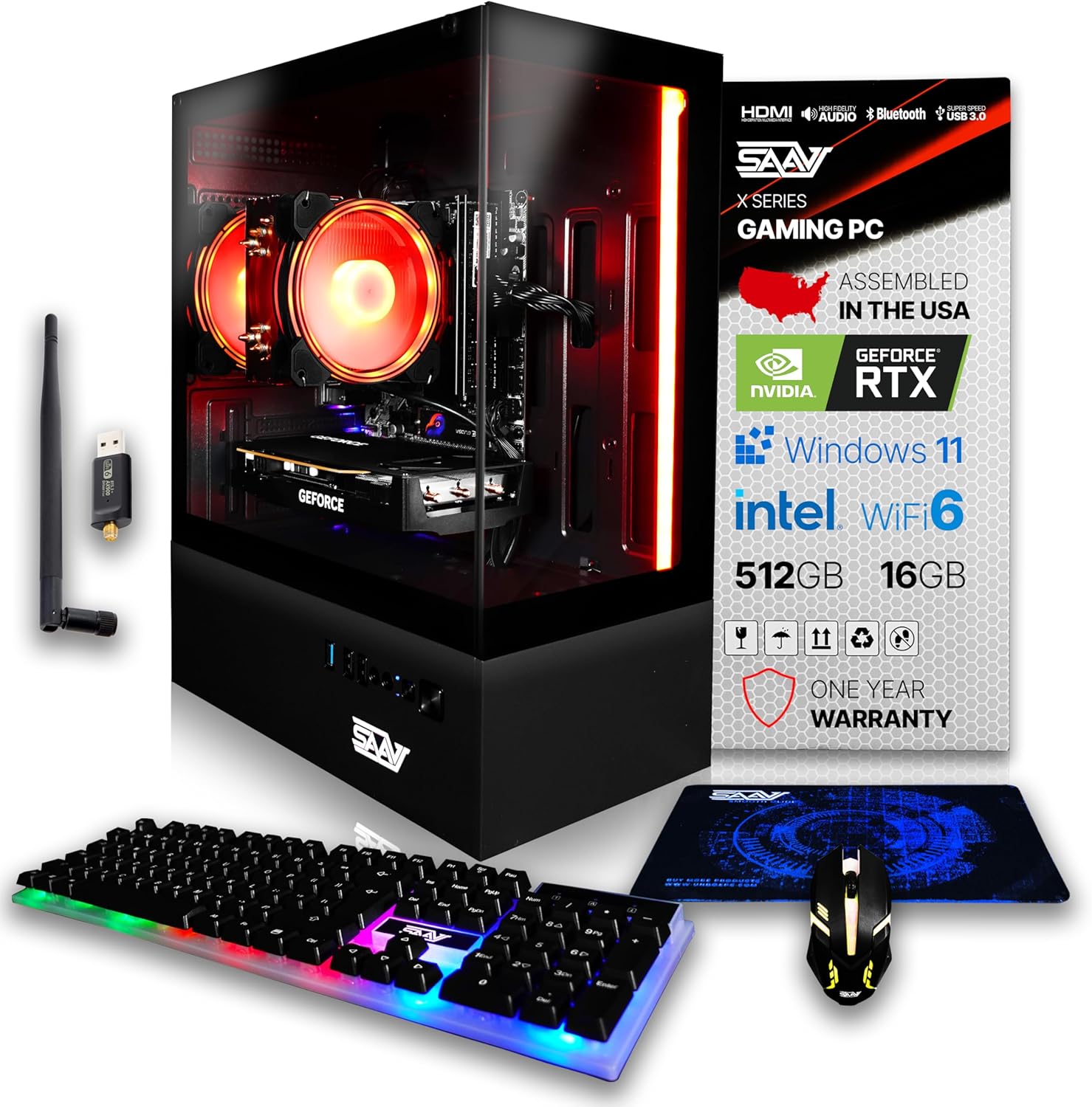SAAV X7 2025 Gaming PC Tower with Intel i5 and RTX 3050