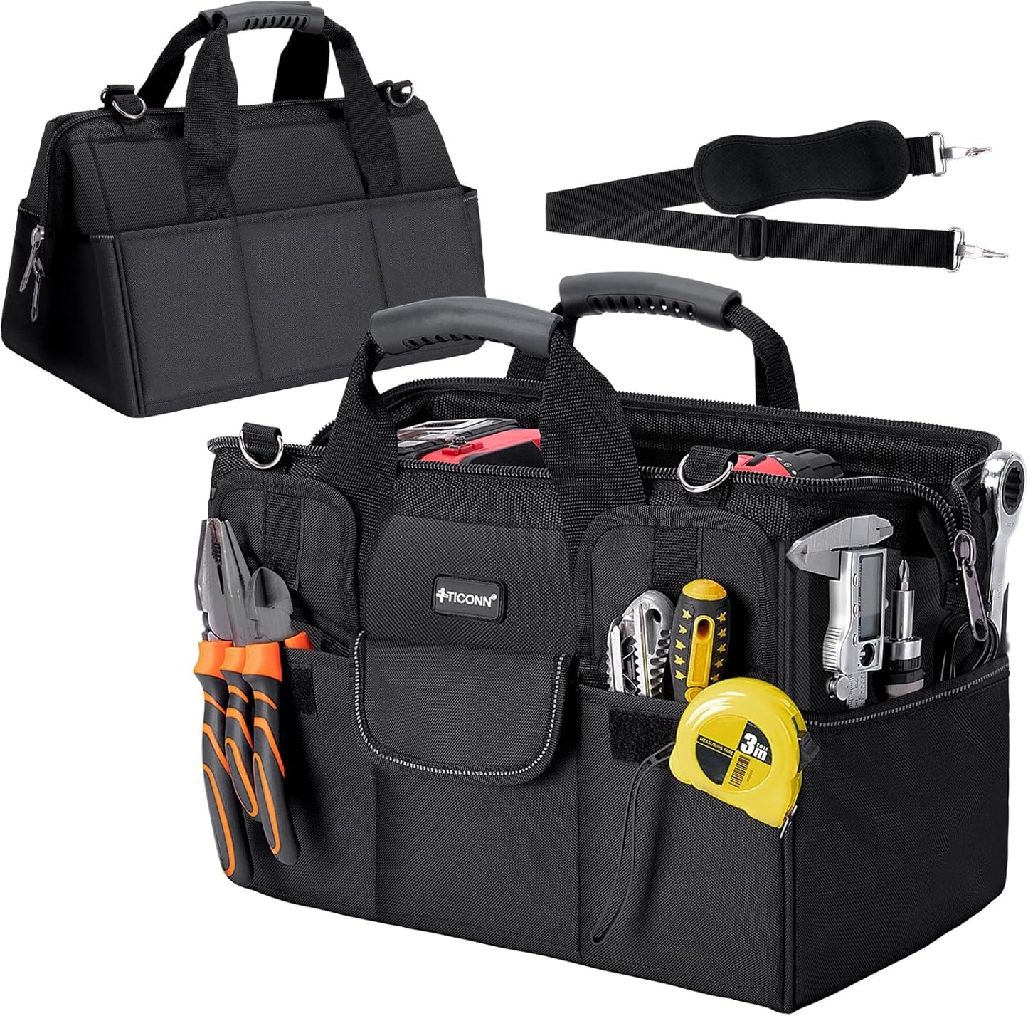 TICONN Heavy Duty Tool Bag with Multi-Pockets for Storage
