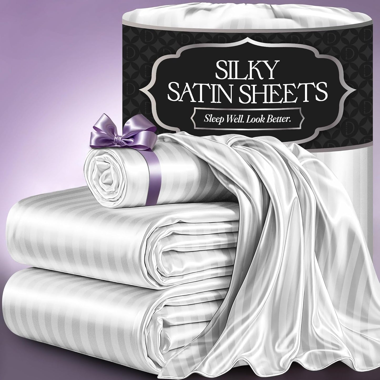 Satin Bed Sheets Set - Luxury Silky Twin Size Bedding