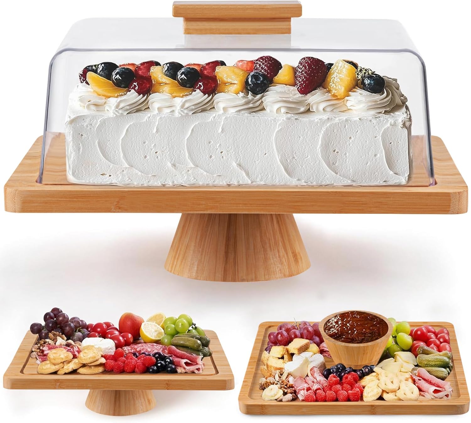HBlife Cake Stand with Lid - Elegant 2-in-1 Display for Desserts