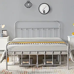 Yaheetech Classic Metal Platform Bed Frame with Victorian Style