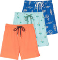 Boys 2 in 1 Swim Trunks 3-Pack - Quick Dry, Built-In Liner