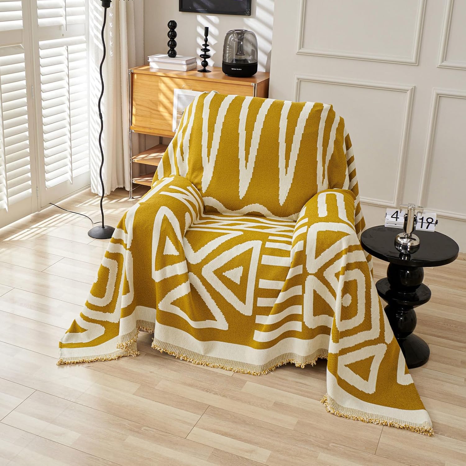 VClife Armchair Couch Cover - Boho Tribal Yellow Geometric Design