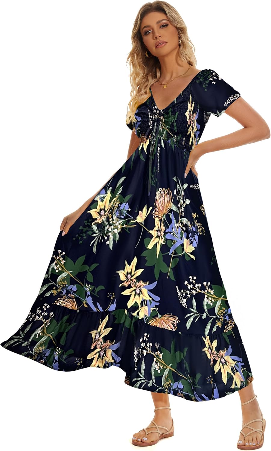 Women's Summer Floral Maxi Dress for Beach Parties and More