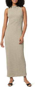 Womens Lena High Neck Textured Midi Dress - Snug-Fit Knit