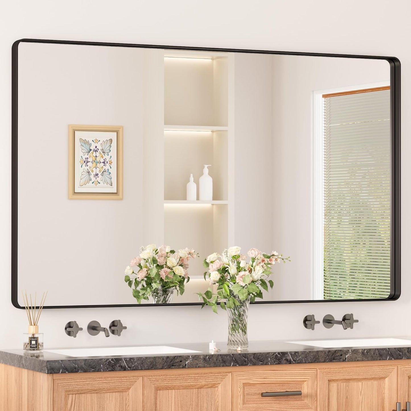 Keonjinn Black Bathroom Mirrors for Over Sink - 60 x 36 Size
