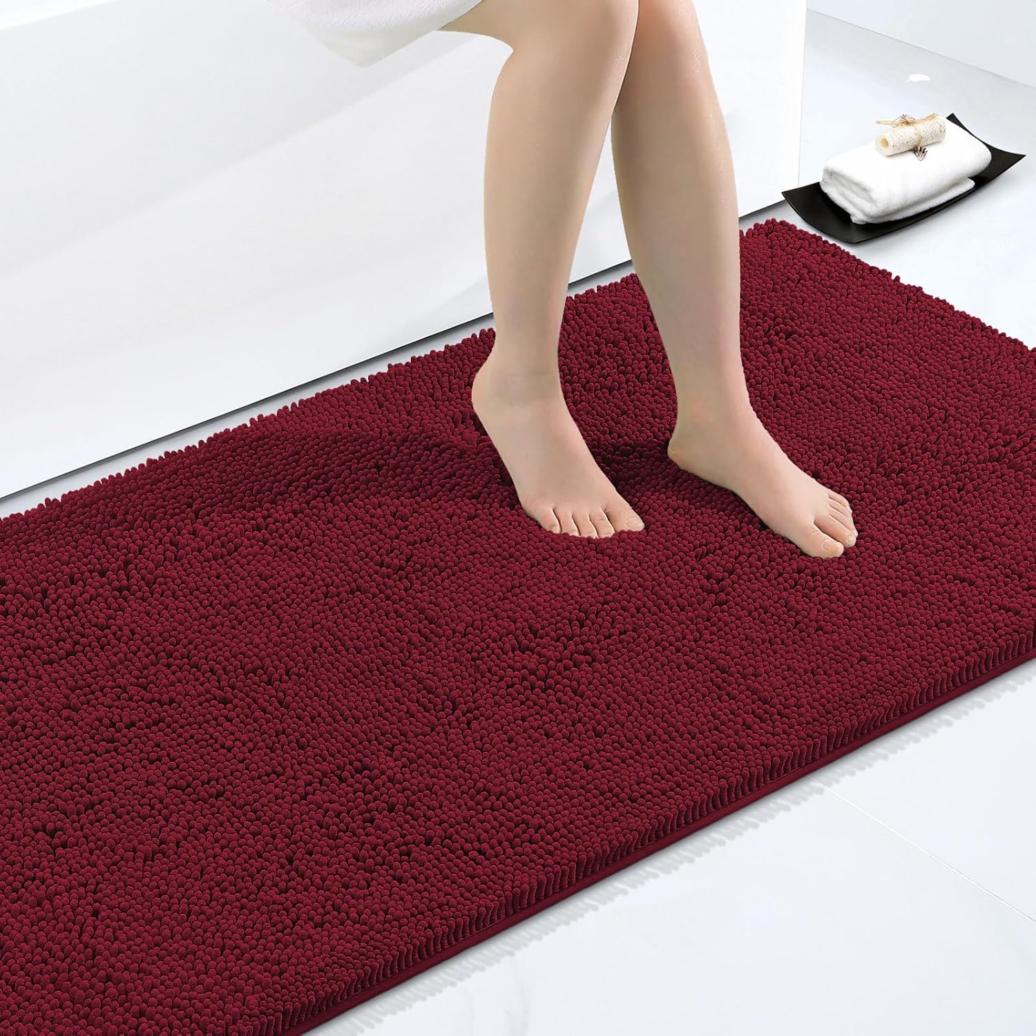 Smiry Luxury Chenille Bathroom Rugs 59x35 for Soft Comfort