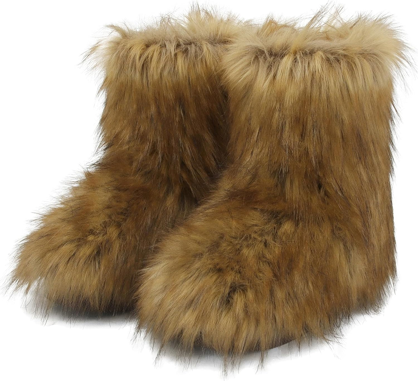 Fur Boots for Women Snow Furry Fluffy Platform Flat Ankle Mini