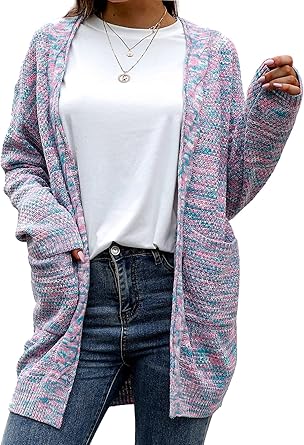 GRECERELLE Women's Loose Open Front Long Sleeve Cardigan Sweater