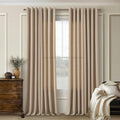 Flax Linen Extra Long Curtains 120 in Length - Light Filtering Privacy