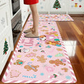 Gingerbread Man Candy Cane Kitchen Rugs Set - Cushioned Non-Slip Mats
