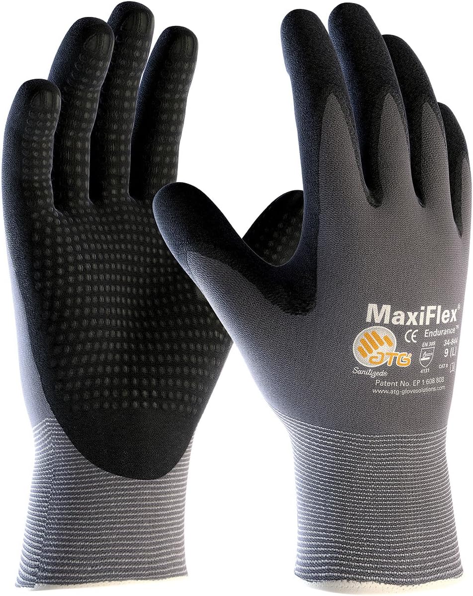 ATG MaxiFlex Endurance Work Gloves - Strong Nitrile Grip (Pack of 3)