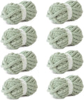 Sage Green Chunky Yarn - Bulky Chenille for Cozy Hand-Knitted Blankets