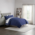 Waverly Vintage Medallion King Quilt Set - Lightweight & Machine Washable - Navy