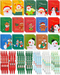 Christmas Mini Notebook and Pen Set - Bulk 120 Pieces for Kids