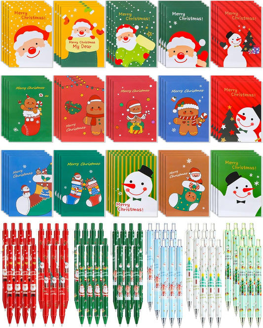 Christmas Mini Notebook Set with Festive Gel Pens
