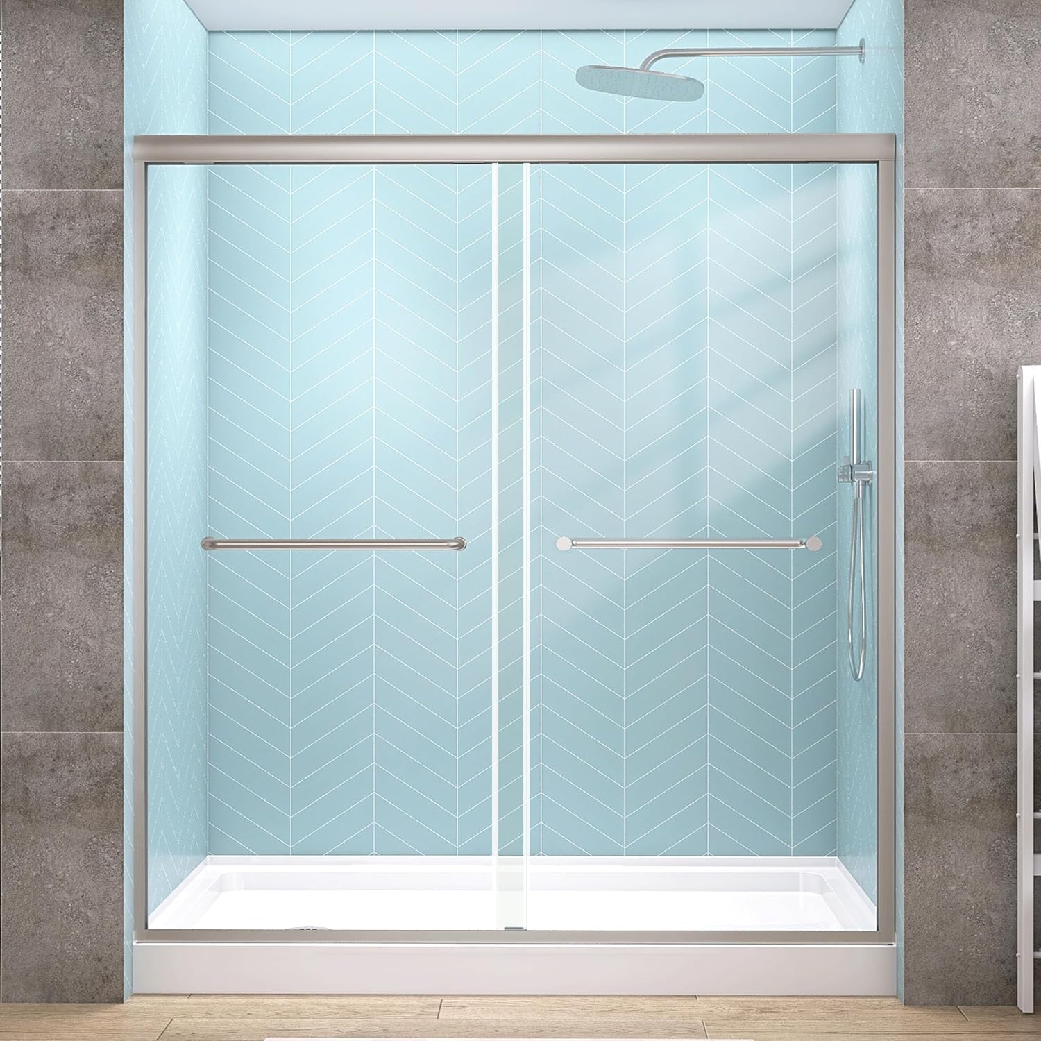 Sliding Glass Shower Doors for Walk-in Shower 56-60 in. W