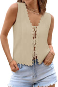 Summer 2025 Women's Sleeveless Tie Front V Neck Tops Fashion