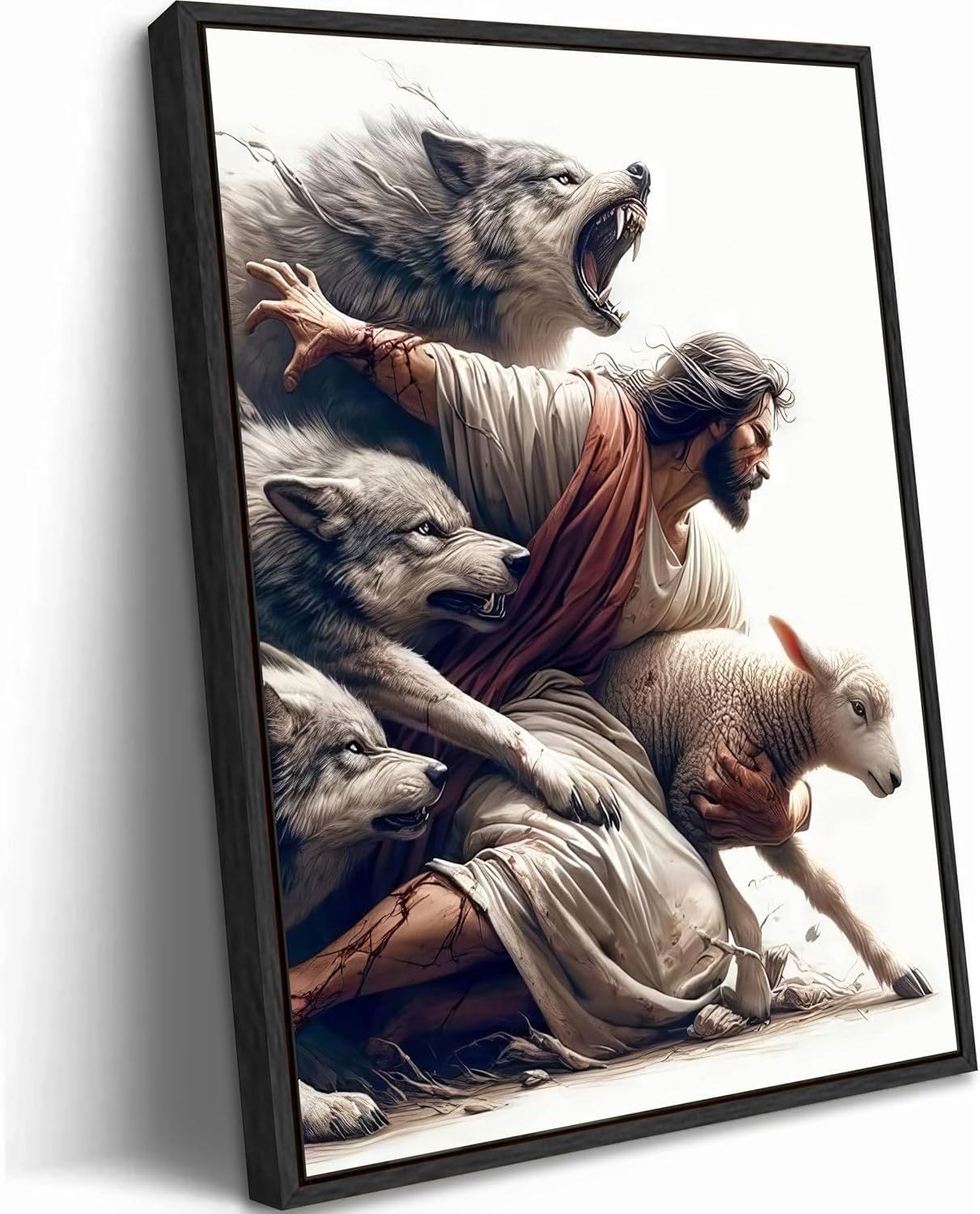 Jesus Saves the Lost Sheep Canvas Wall Art for Home Decor