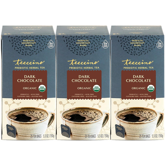 Teeccino Dark Chocolate Prebiotic Herbal Tea for Gut Health