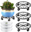 3 Pack Plant Caddy with Wheels Heavy Duty 13.5 in Metal Plant Stand