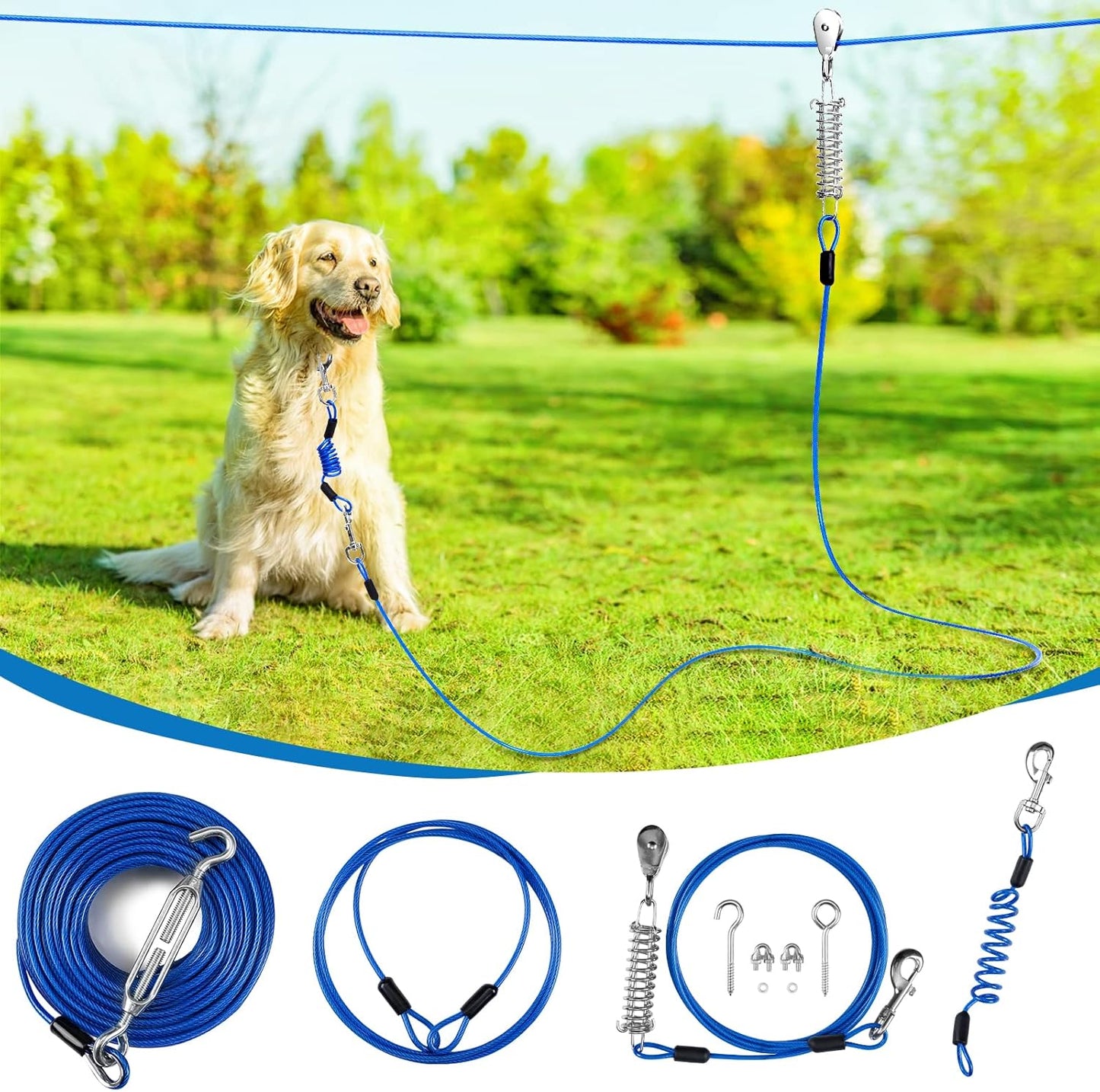 Upgraded Yard Dog Runner with Elastic Cable for Outdoor Fun