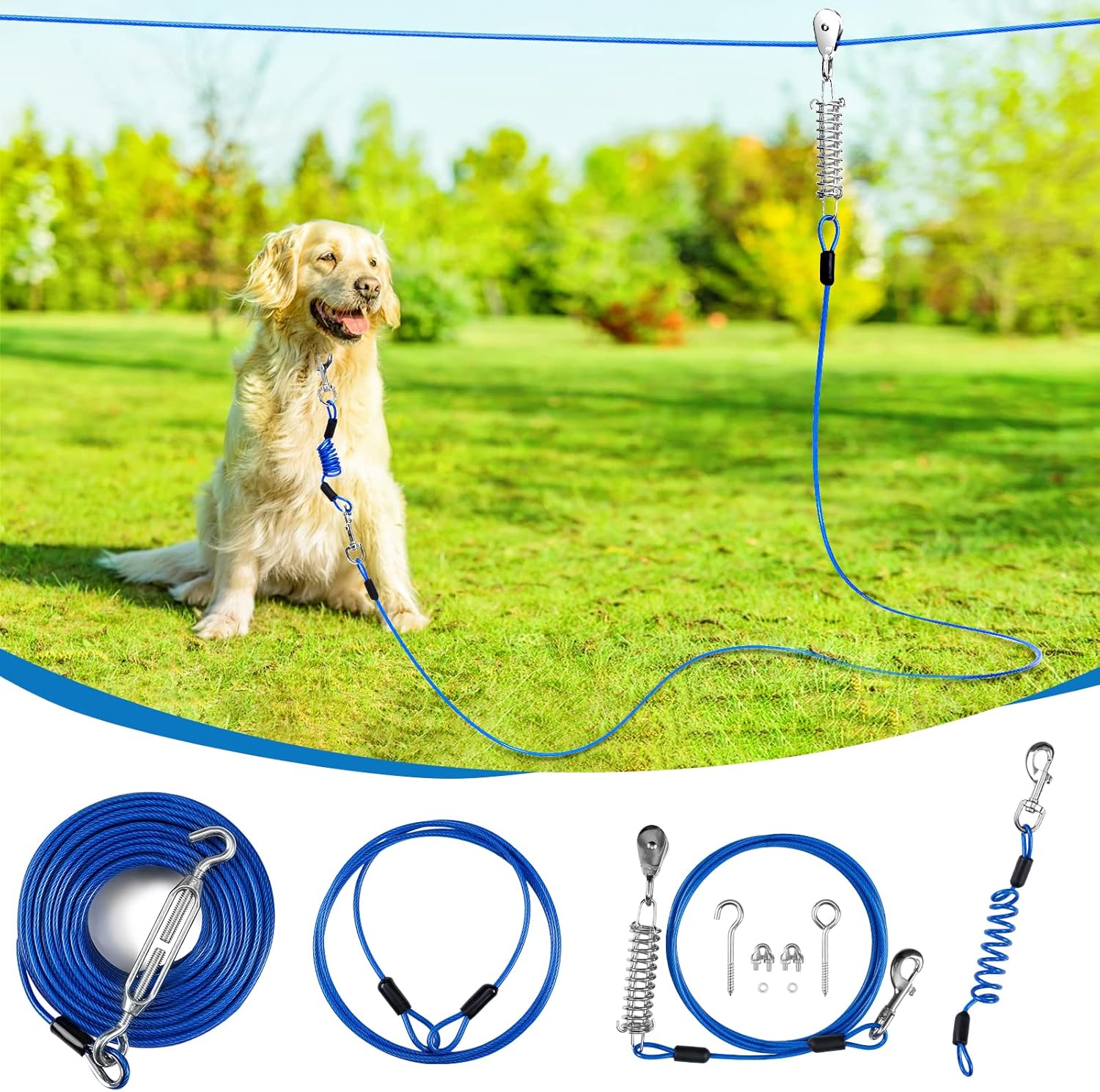 Upgraded Yard Dog Runner with Elastic Cable for Outdoor Fun